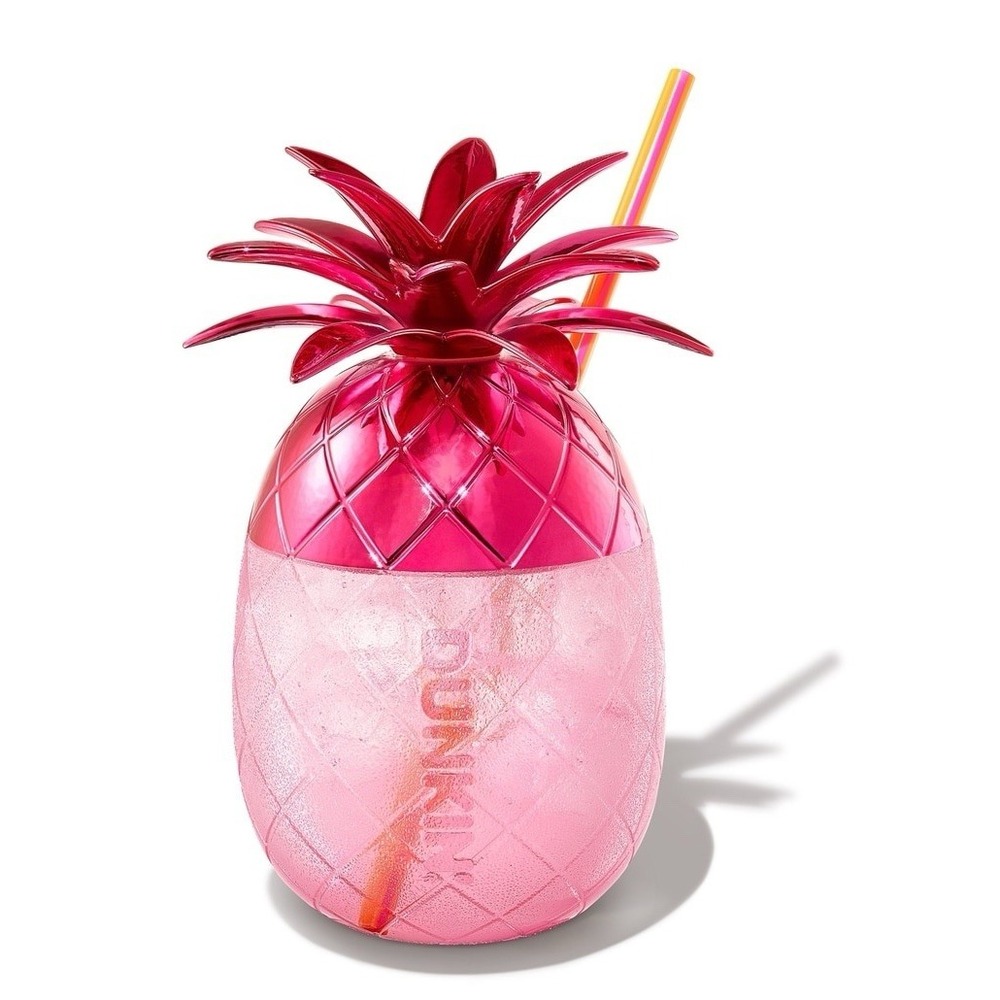 Dunkin' Pink Pineapple Tumbler Cup w/ Straw, Coffee & Tea Theme - Picture 2 of 4